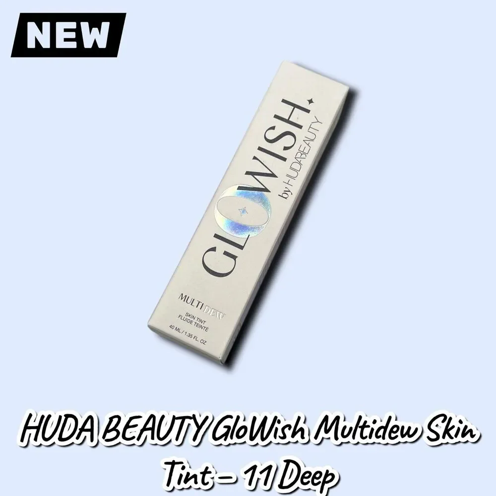 New NIB HUDA BEAUTY GloWish Multidew Skin Tint – Shade 11 Deep – 40ml